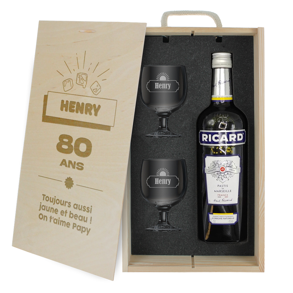 Coffret en Bois avec Bouteille de Whisky Anniversaire à