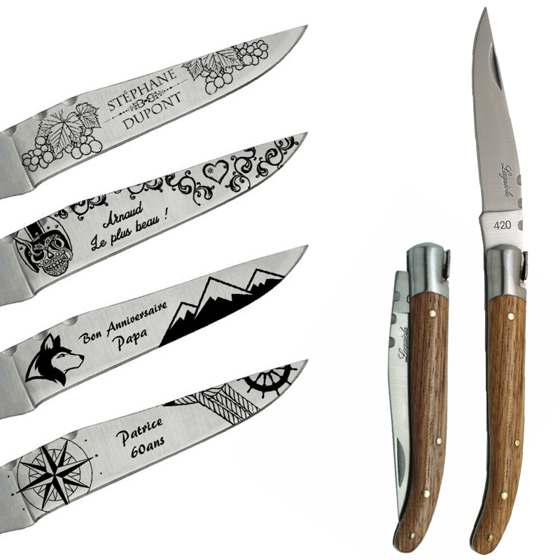 Couteau Laguiole grav� avec motif et pr�nom