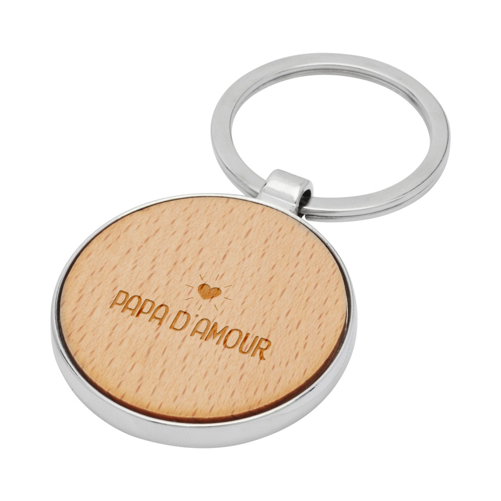 Porte clés en bois gravé Papa d'Amour, cadeau fête des pères original